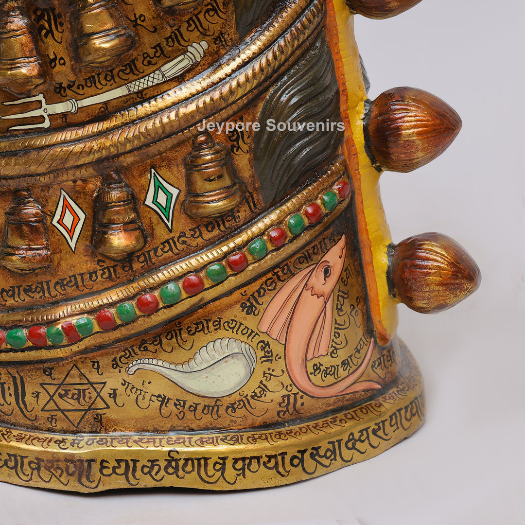Royal Horse Head Brass Sculpture with Intricate Inlay &amp; Enamel Work