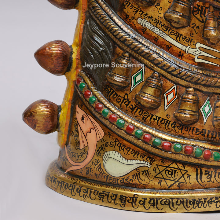Royal Horse Head Brass Sculpture with Intricate Inlay &amp; Enamel Work