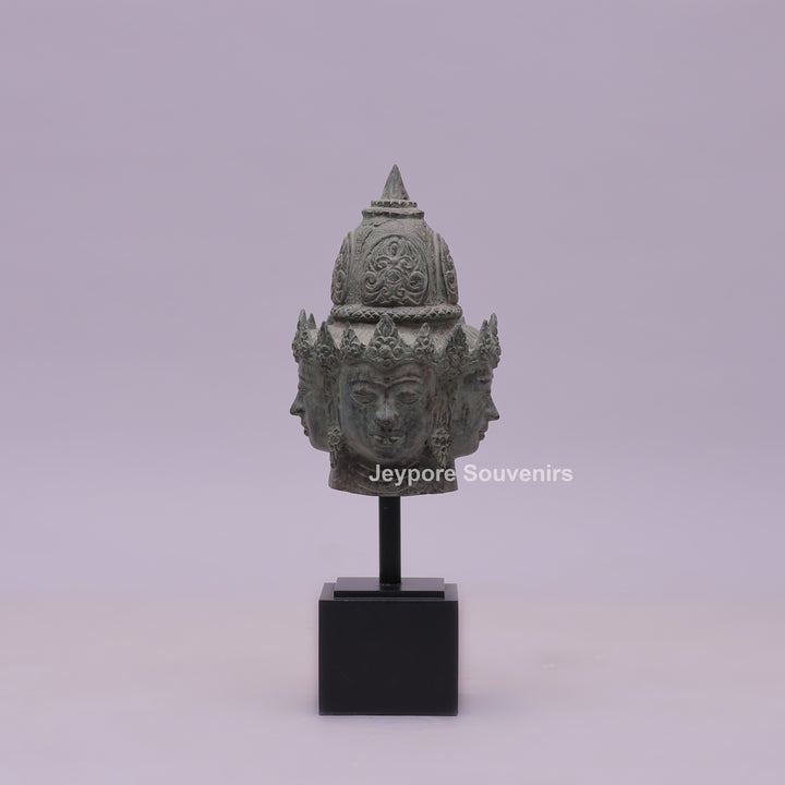 Four Faced Lord Vishnu Chaturmukha Bronze Sculpture