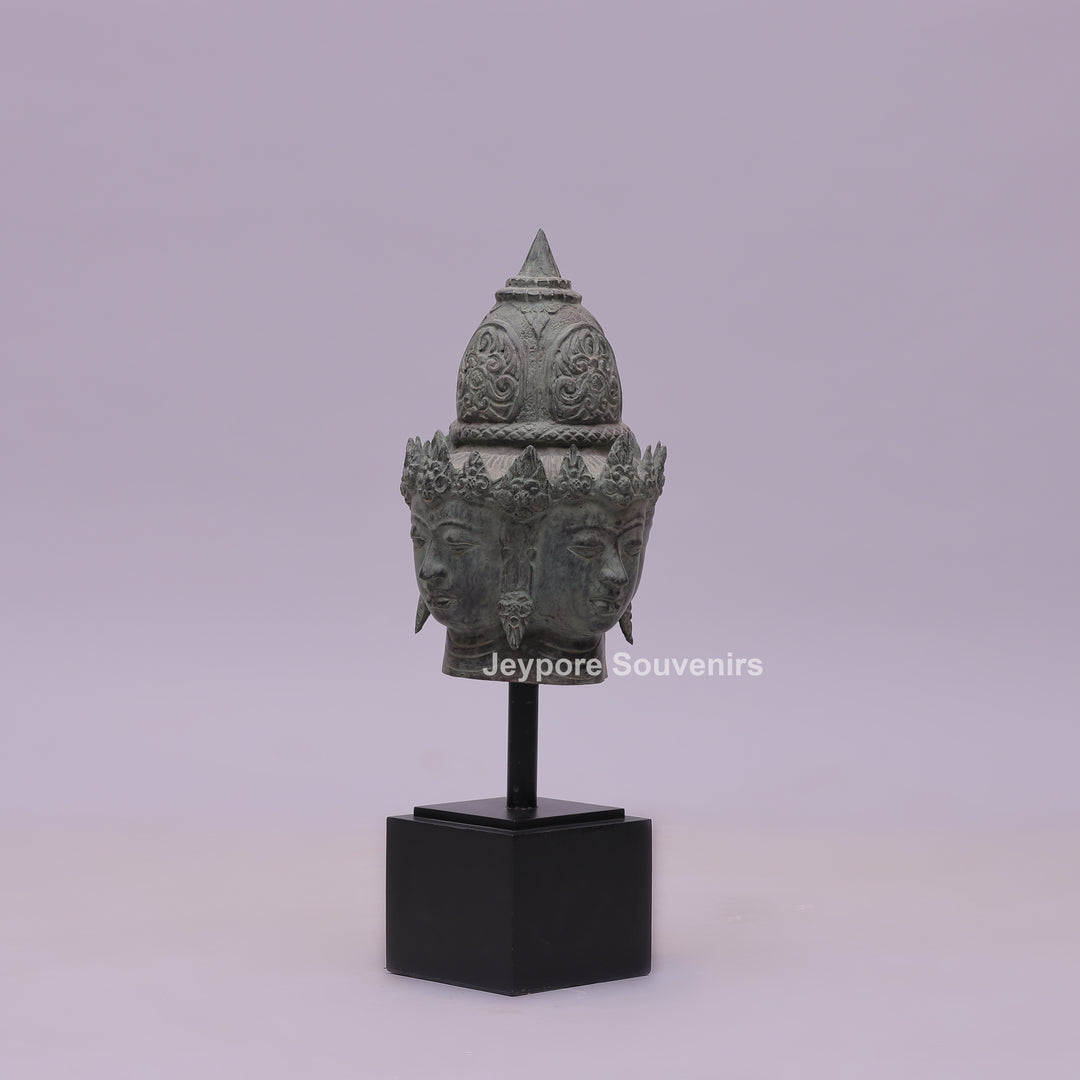Four Faced Lord Vishnu Chaturmukha Bronze Sculpture