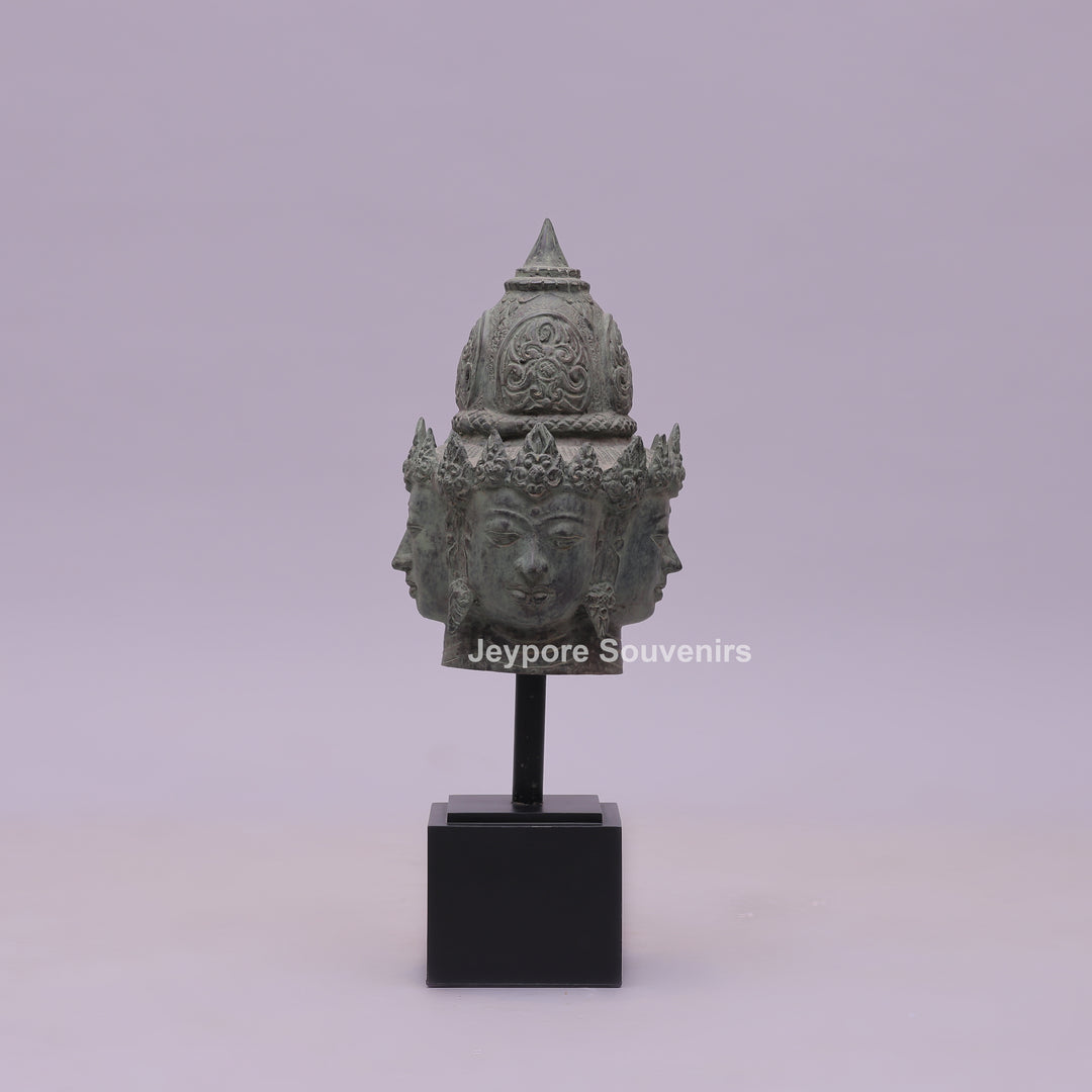 Four Faced Lord Vishnu Chaturmukha Bronze Sculpture