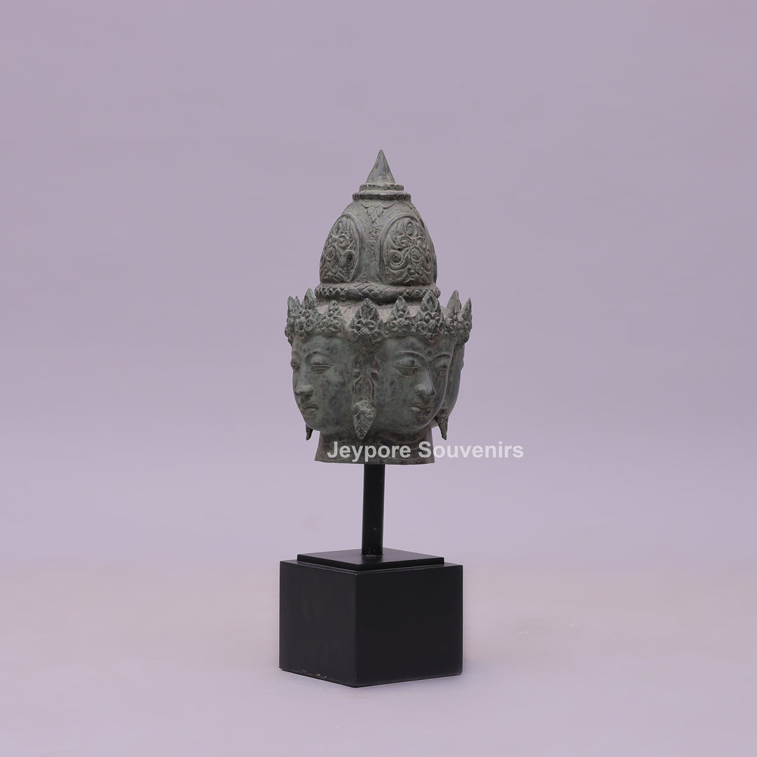 Four Faced Lord Vishnu Chaturmukha Bronze Sculpture