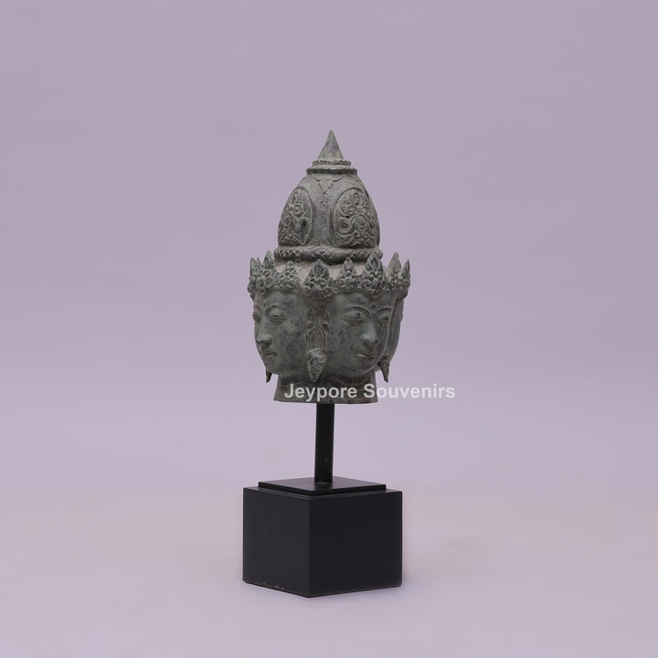 Four Faced Lord Vishnu Chaturmukha Bronze Sculpture