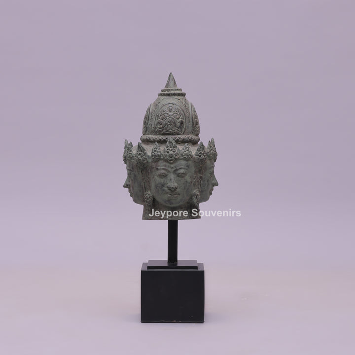 Four Faced Lord Vishnu Chaturmukha Bronze Sculpture