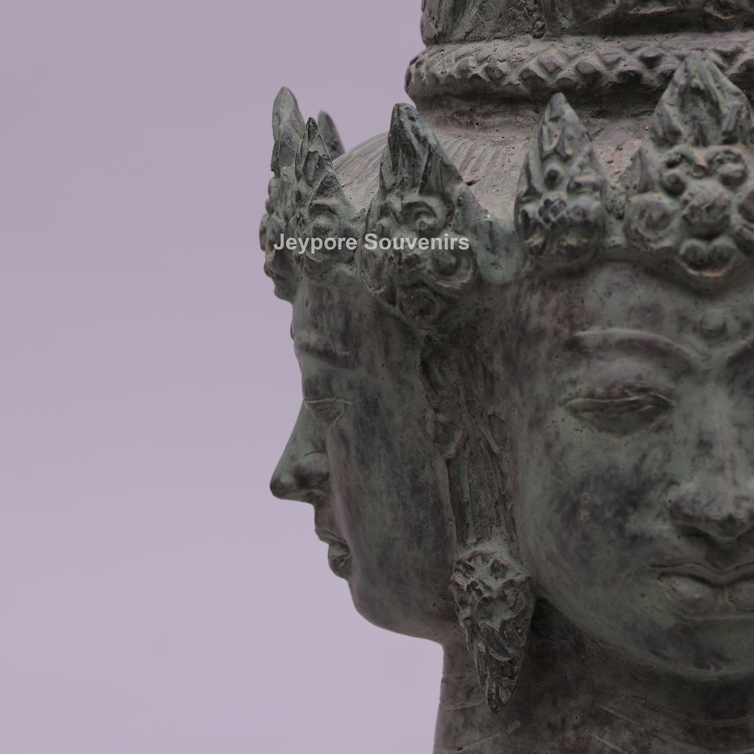 Four Faced Lord Vishnu Chaturmukha Bronze Sculpture