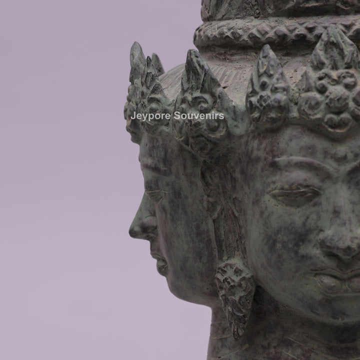 Four Faced Lord Vishnu Chaturmukha Bronze Sculpture