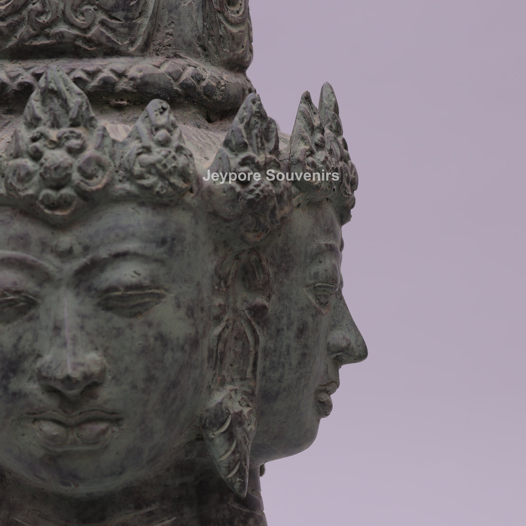 Four Faced Lord Vishnu Chaturmukha Bronze Sculpture