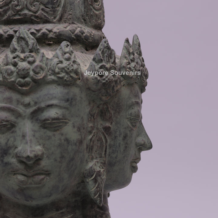 Four Faced Lord Vishnu Chaturmukha Bronze Sculpture