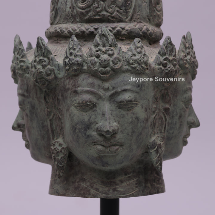 Four Faced Lord Vishnu Chaturmukha Bronze Sculpture