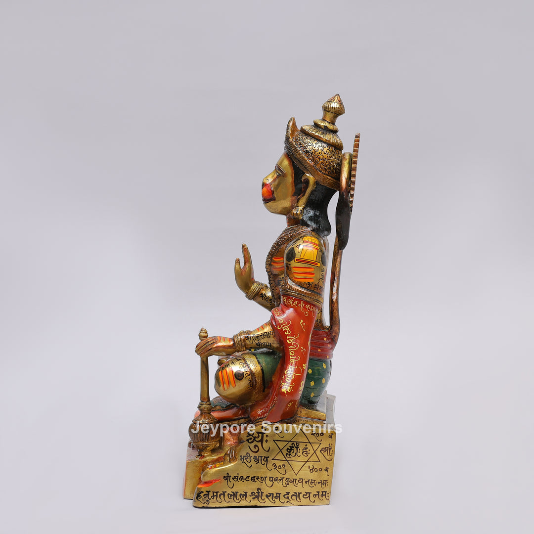 Handcrafted Brass Lord Hanuman Idol with Meenakari Work
