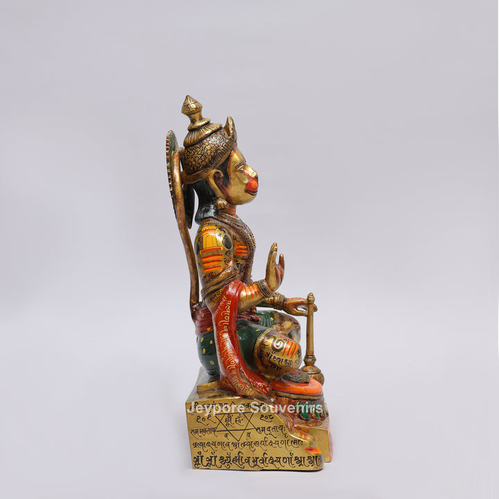 Handcrafted Brass Lord Hanuman Idol with Meenakari Work