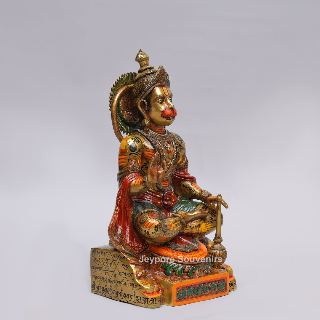 Handcrafted Brass Lord Hanuman Idol with Meenakari Work