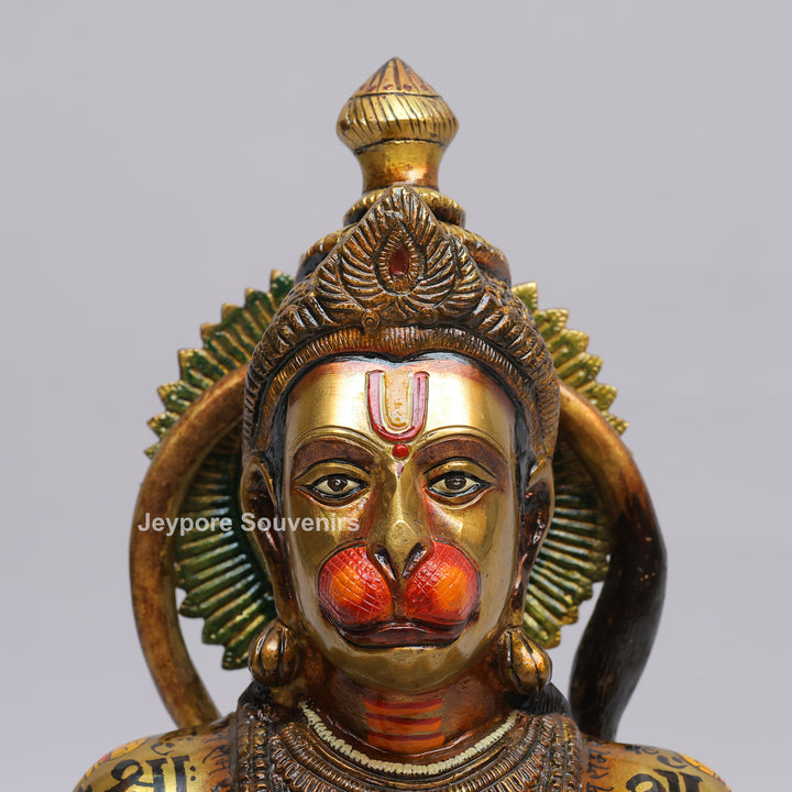 Handcrafted Brass Lord Hanuman Idol with Meenakari Work