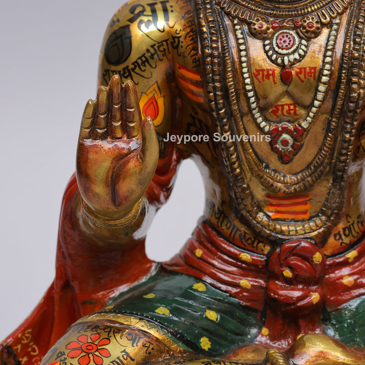 Handcrafted Brass Lord Hanuman Idol with Meenakari Work