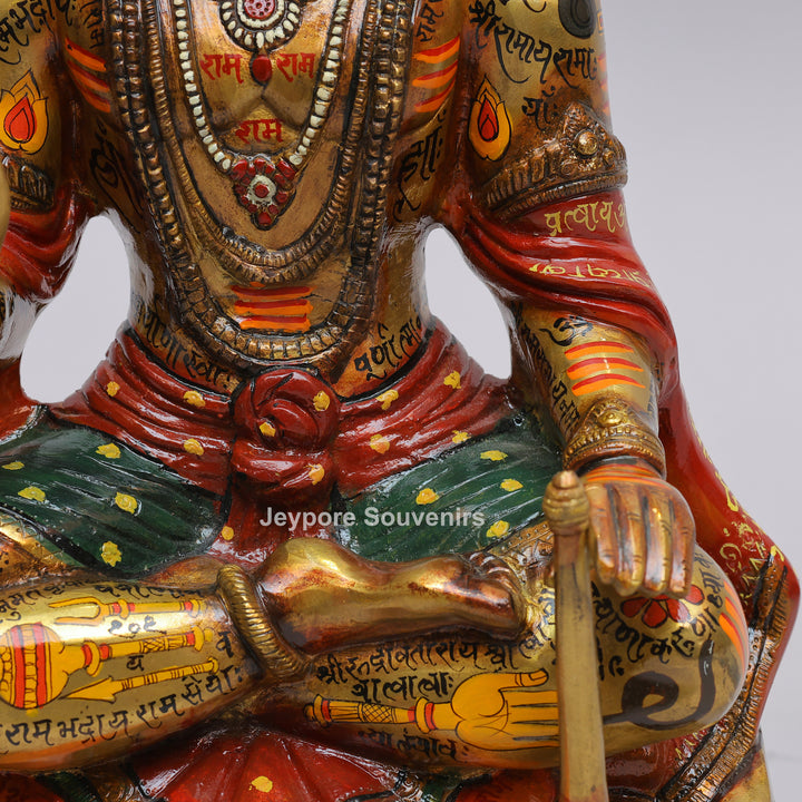 Handcrafted Brass Lord Hanuman Idol with Meenakari Work