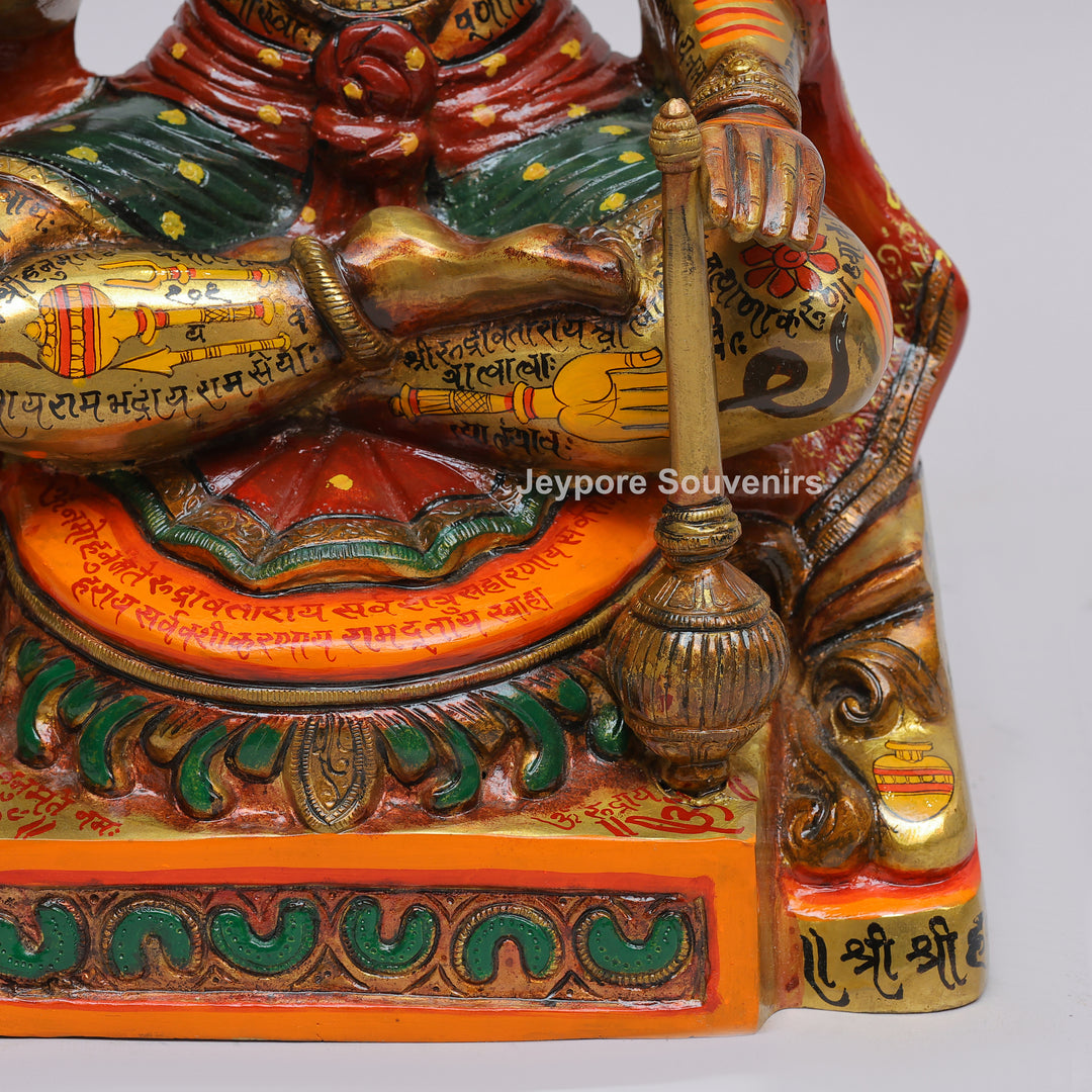Handcrafted Brass Lord Hanuman Idol with Meenakari Work