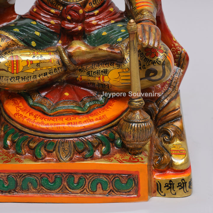 Handcrafted Brass Lord Hanuman Idol with Meenakari Work