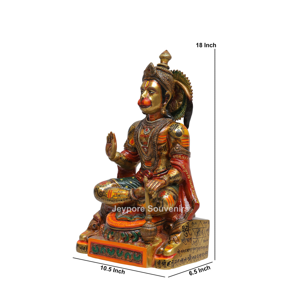 Handcrafted Brass Lord Hanuman Idol with Meenakari Work
