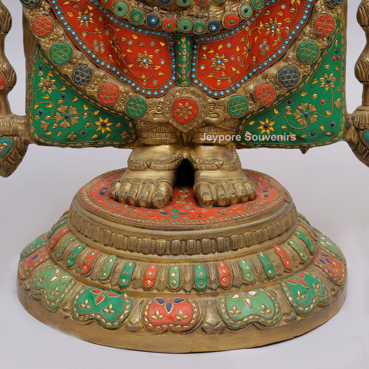 Handcrafted Brass Tirupati Balaji Statue with Multicolor Meenakari &amp; Stone Inlay