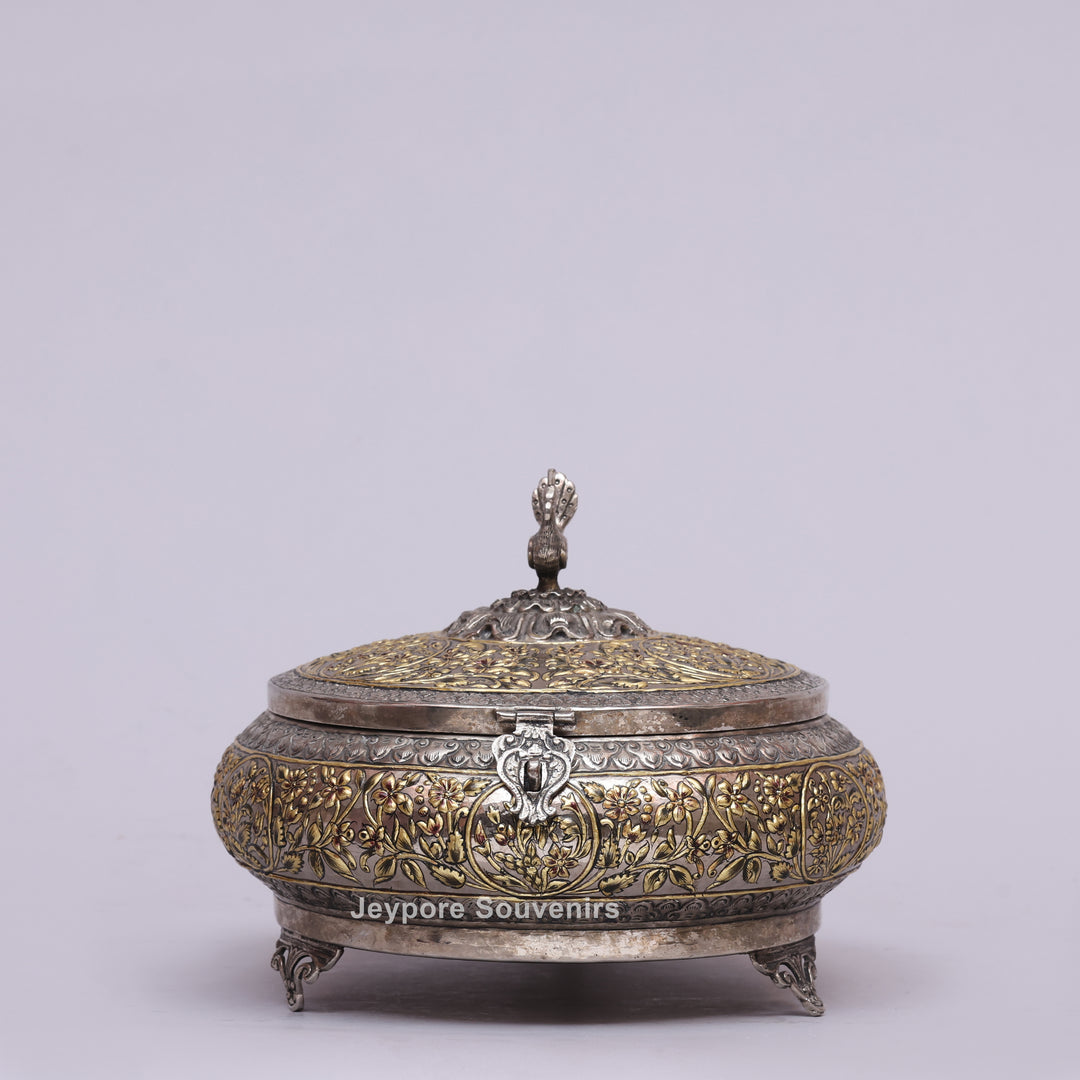 Handcrafted German Silver Peacock Decorative Storage Box