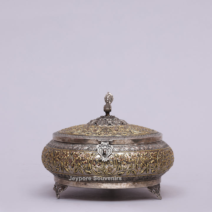 Handcrafted German Silver Peacock Decorative Storage Box