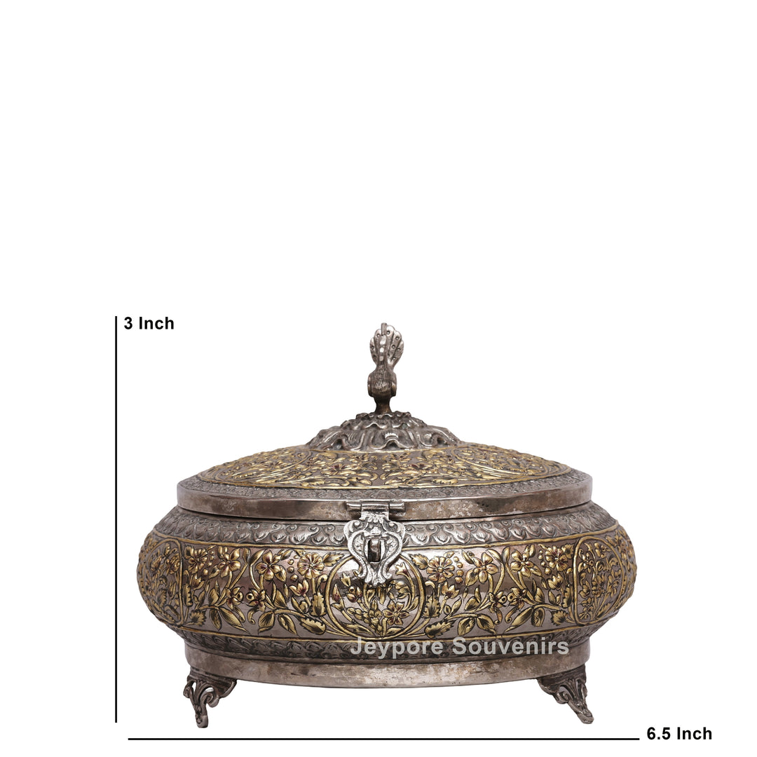 Handcrafted German Silver Peacock Decorative Storage Box