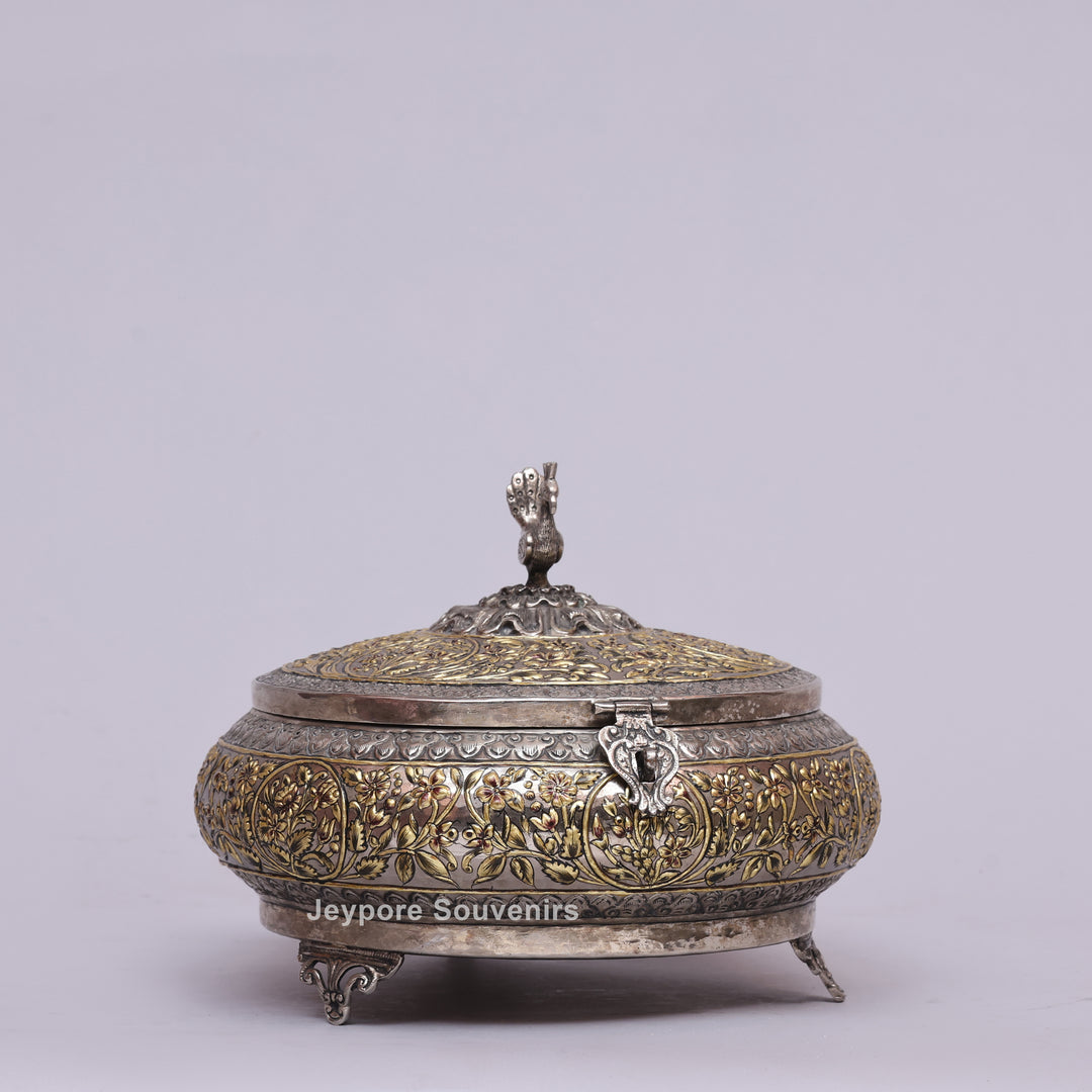 Handcrafted German Silver Peacock Decorative Storage Box