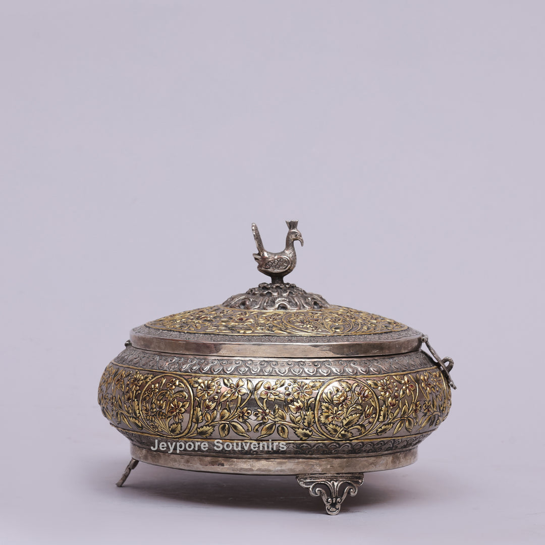 Handcrafted German Silver Peacock Decorative Storage Box