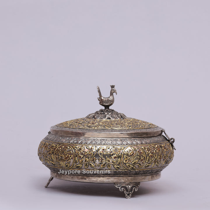 Handcrafted German Silver Peacock Decorative Storage Box