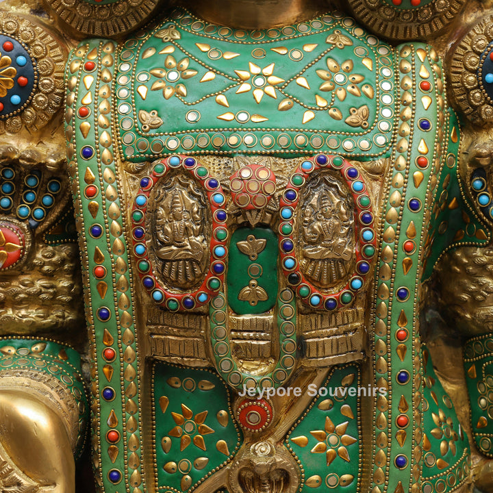 Handcrafted Brass Tirupati Balaji Statue with Multicolor Meenakari &amp; Stone Inlay