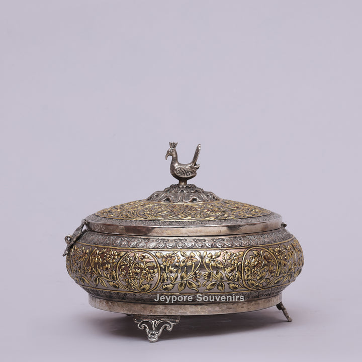 Handcrafted German Silver Peacock Decorative Storage Box