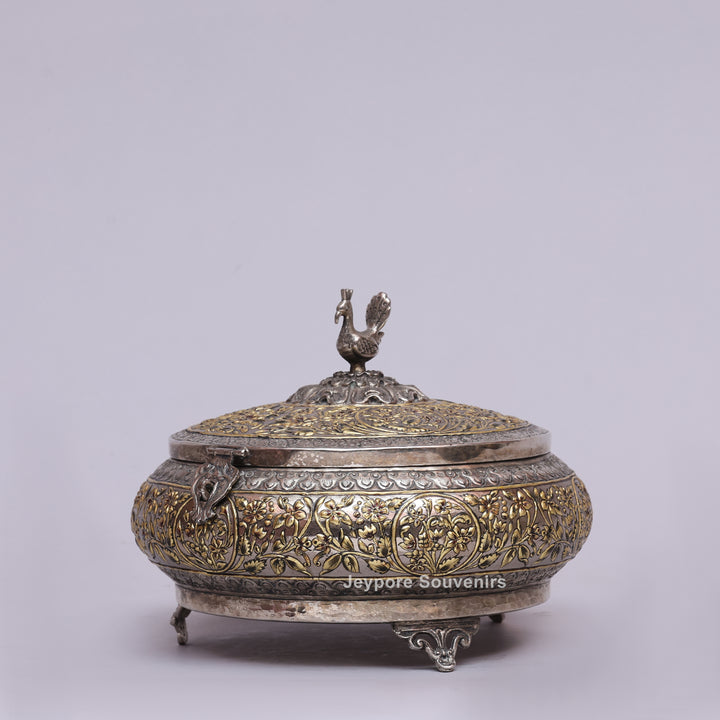Handcrafted German Silver Peacock Decorative Storage Box
