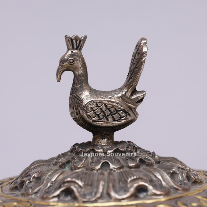 Handcrafted German Silver Peacock Decorative Storage Box