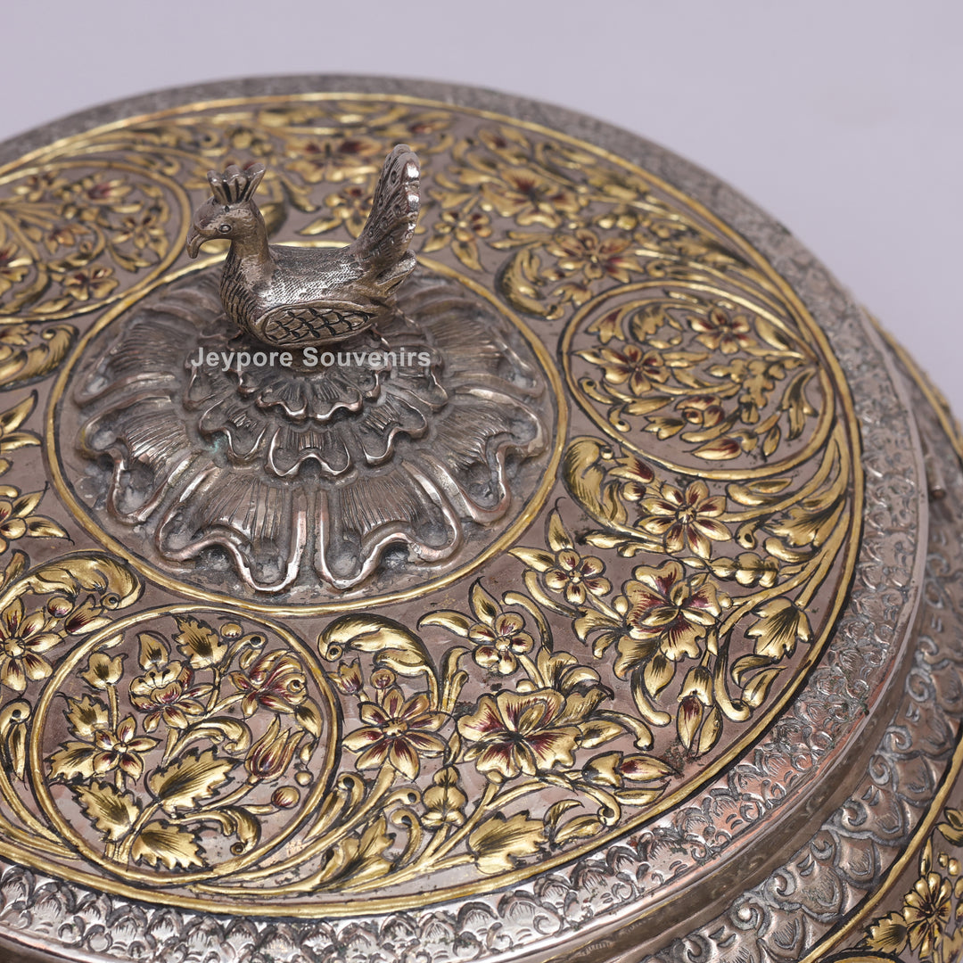 Handcrafted German Silver Peacock Decorative Storage Box