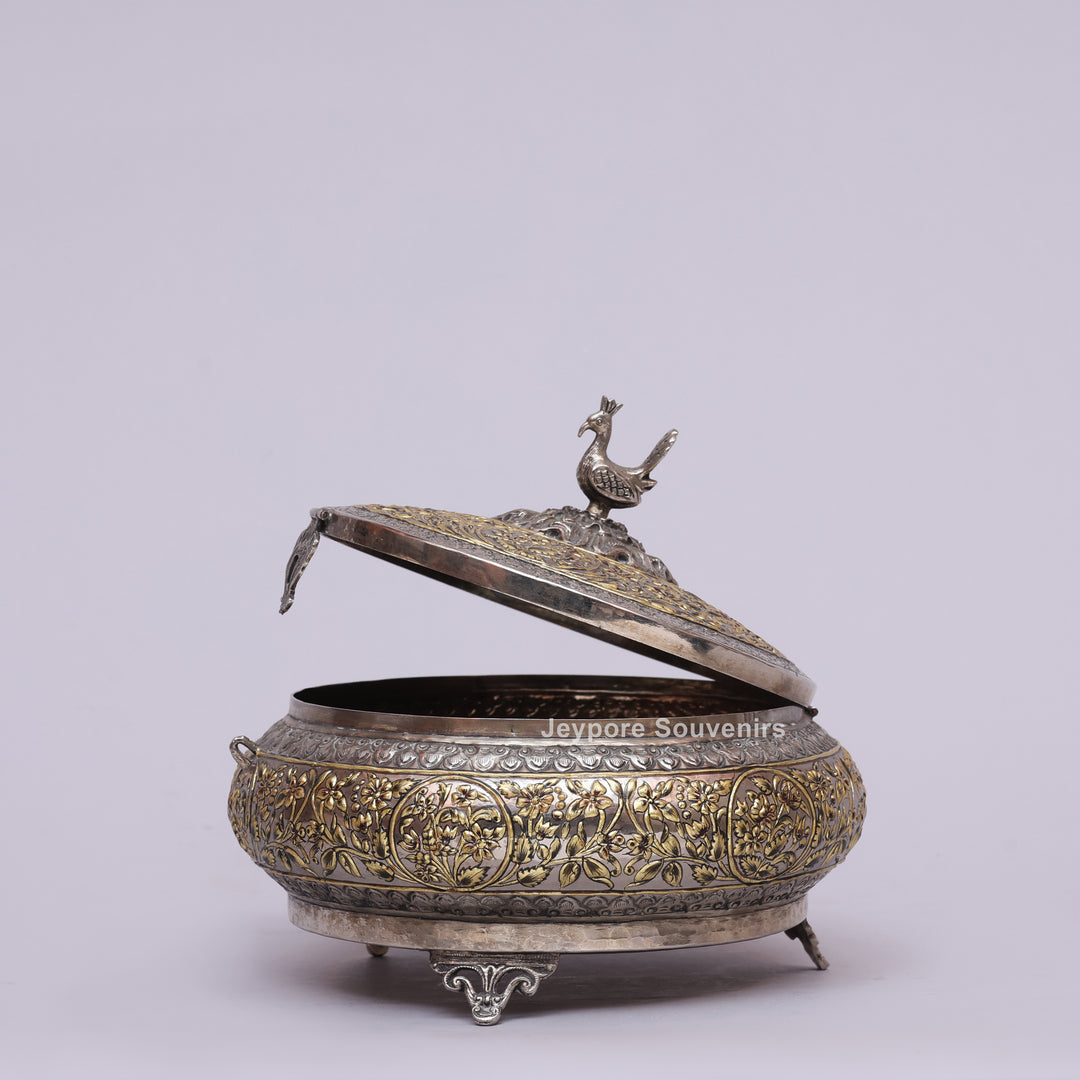 Handcrafted German Silver Peacock Decorative Storage Box