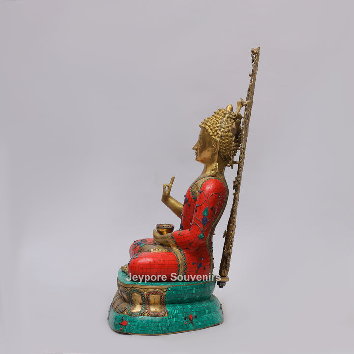 Handcrafted Brass Buddha Statue with Kalpavriksha Tree