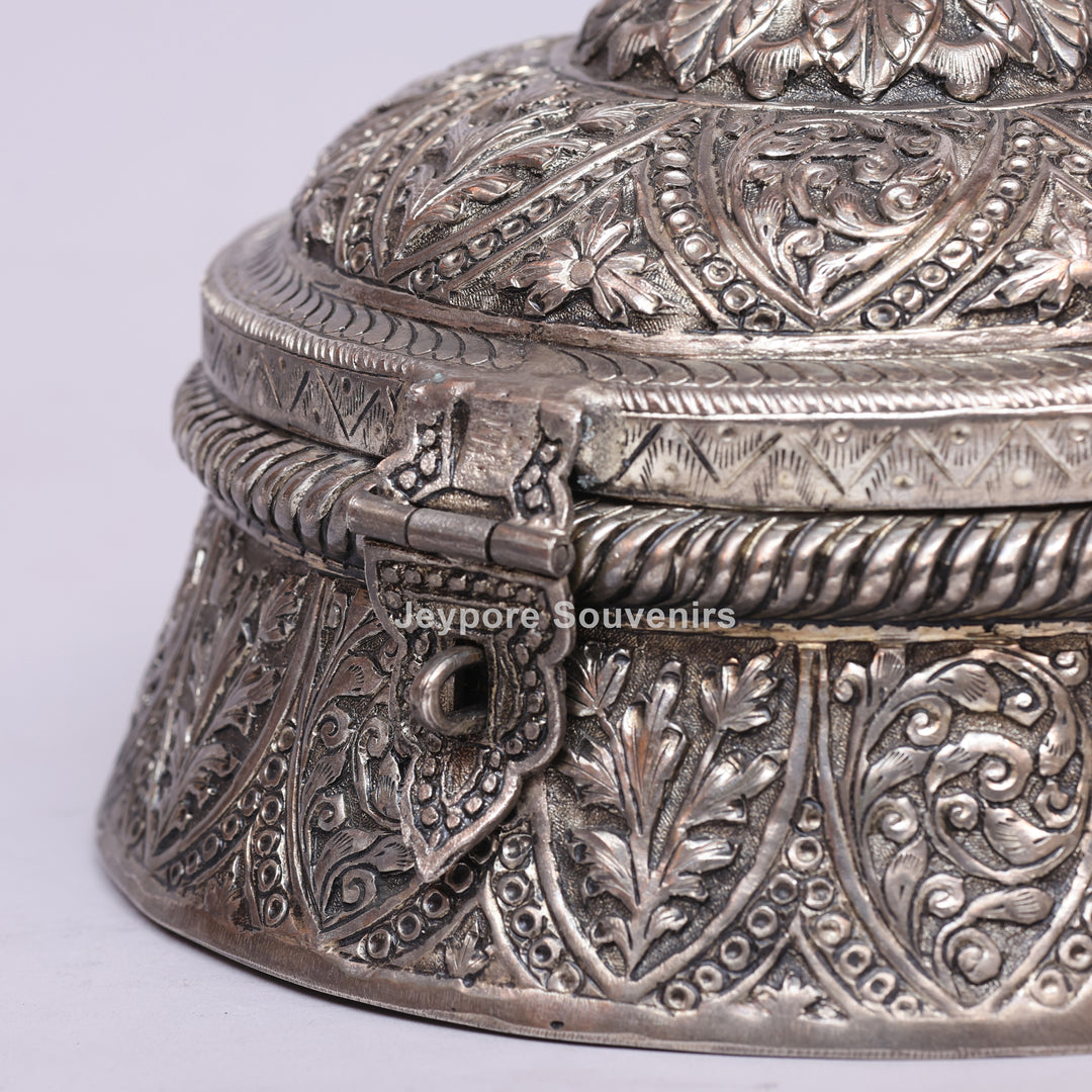 Handcrafted German Silver Floral Jewelry Box