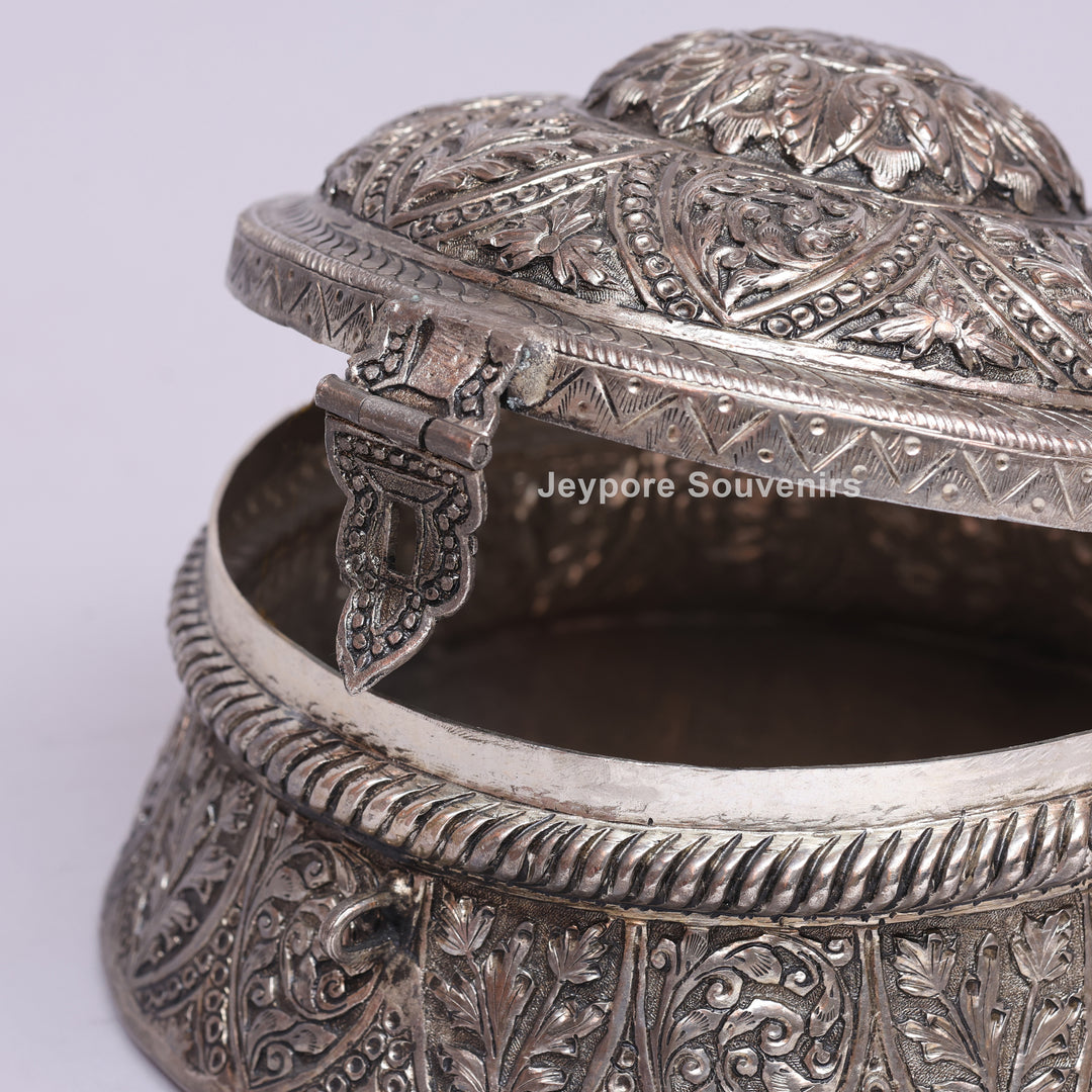 Handcrafted German Silver Floral Jewelry Box