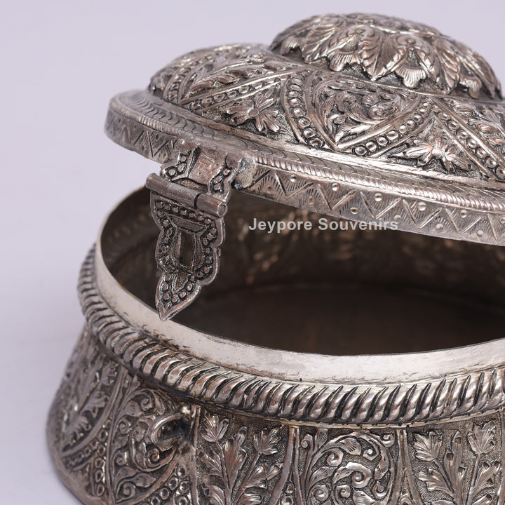 Handcrafted German Silver Floral Jewelry Box