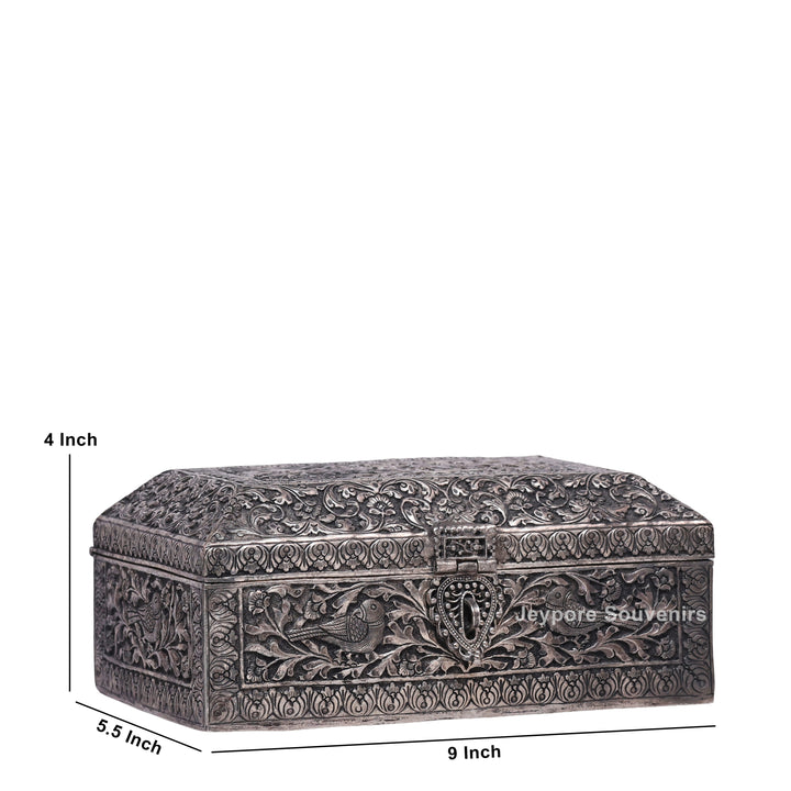 Handcrafted Silver Polished Rectangular Jewelry Box
