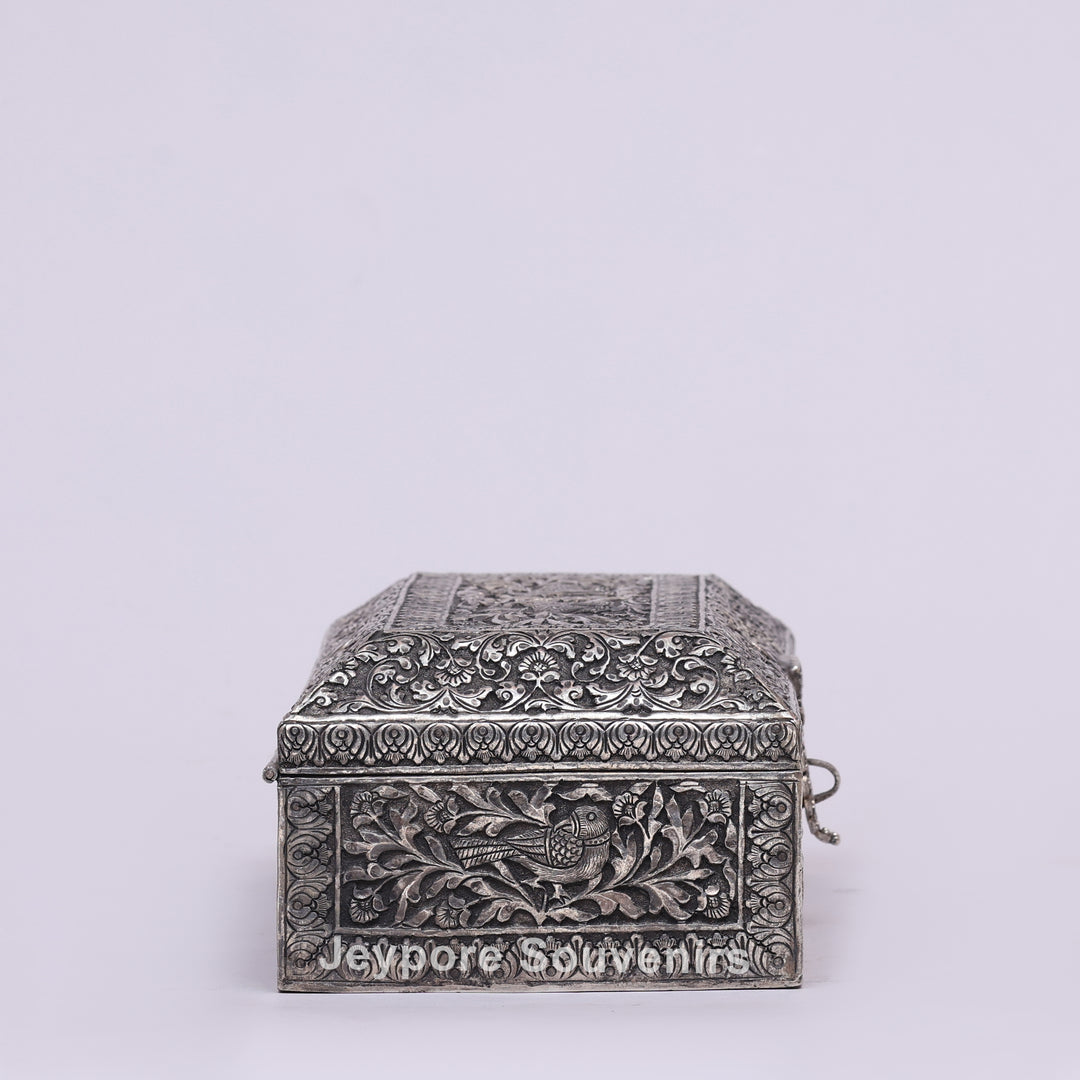 Handcrafted Silver Polished Rectangular Jewelry Box
