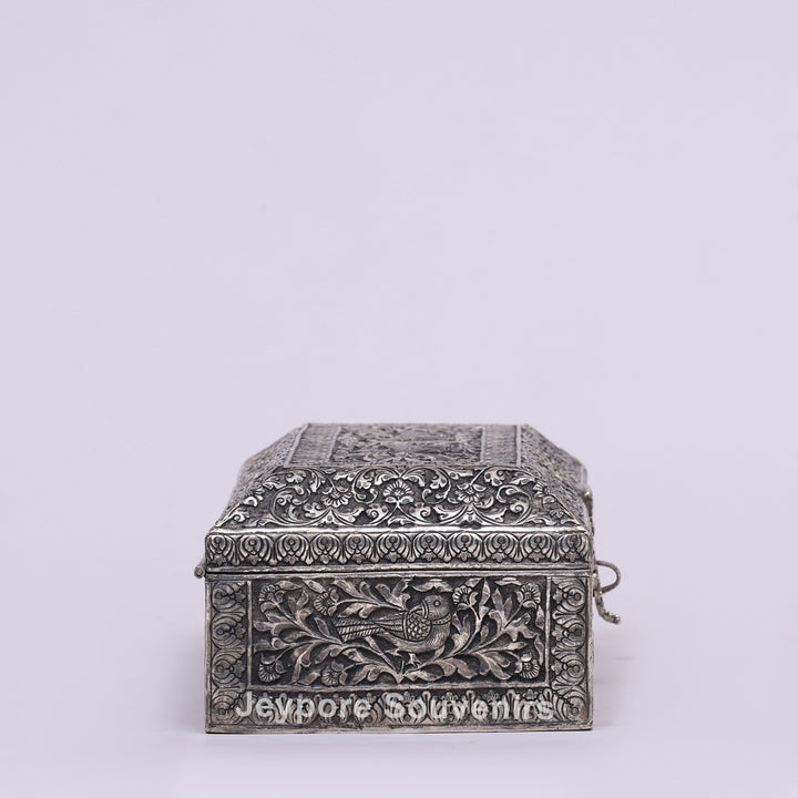 Handcrafted Silver Polished Rectangular Jewelry Box