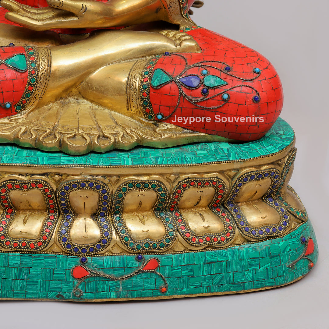 Handcrafted Brass Buddha Statue with Kalpavriksha Tree
