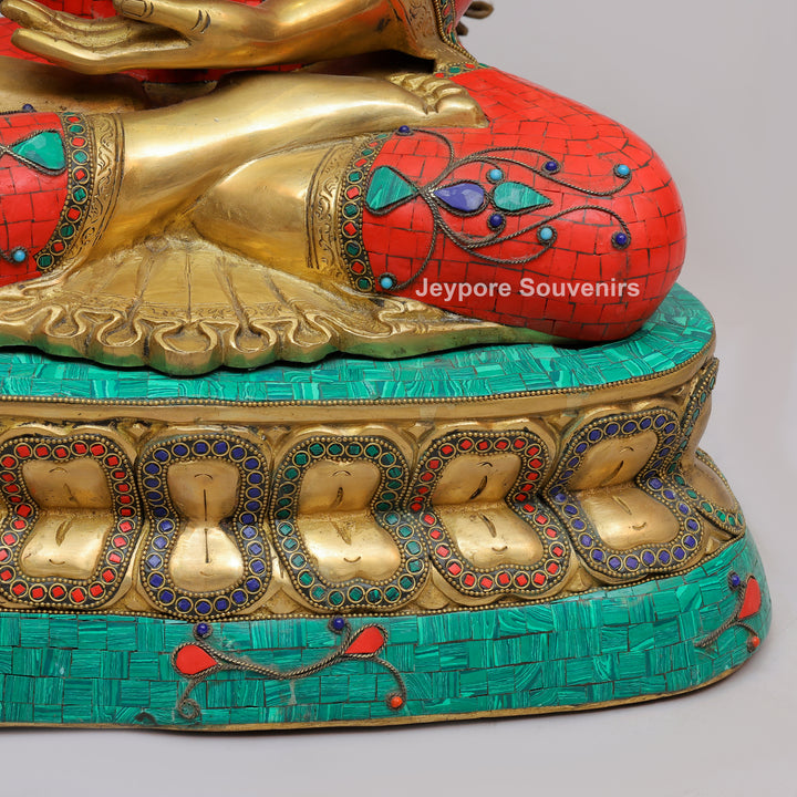 Handcrafted Brass Buddha Statue with Kalpavriksha Tree