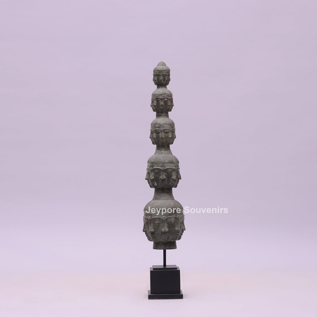 Tower of Tranquility Buddha Heads Bronze Sculpture
