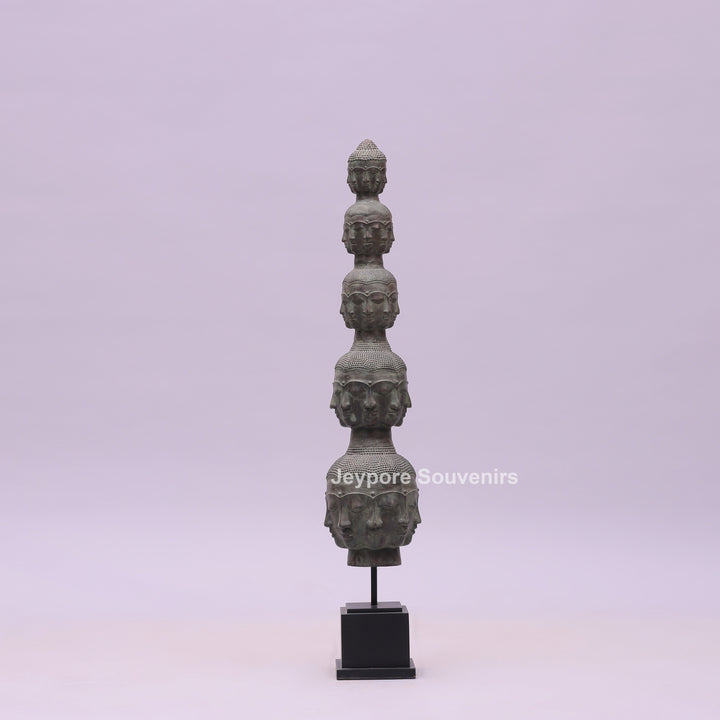 Tower of Tranquility Buddha Heads Bronze Sculpture