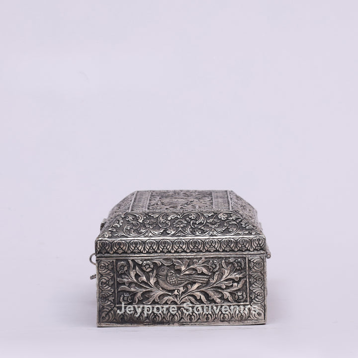 Handcrafted Silver Polished Rectangular Jewelry Box