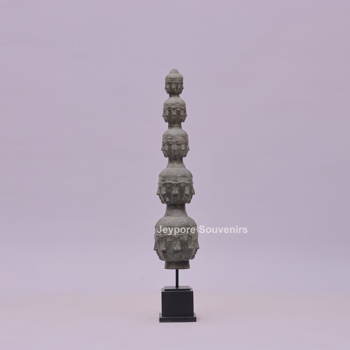 Tower of Tranquility Buddha Heads Bronze Sculpture