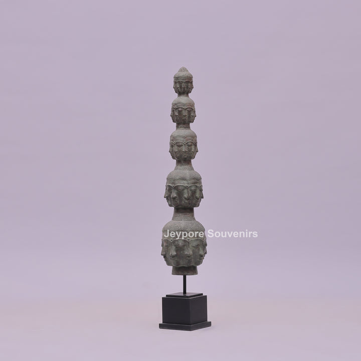 Tower of Tranquility Buddha Heads Bronze Sculpture