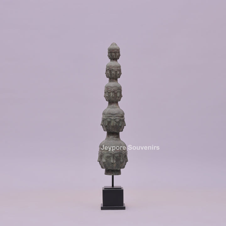 Tower of Tranquility Buddha Heads Bronze Sculpture